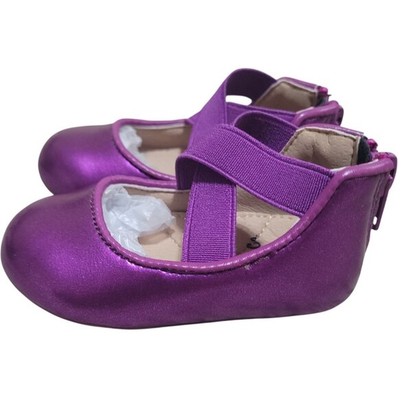 NEW A Bear Co Toddler Size 3 Smooth Glitter Ballerina Flats Vivid Purple - Picture 4 of 8